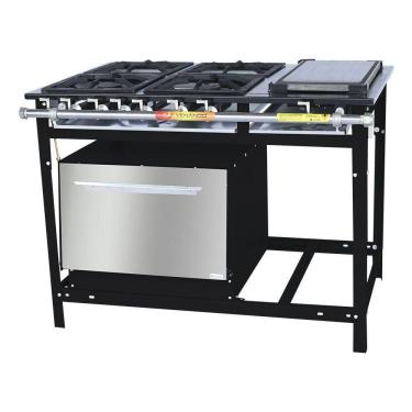 Imagem de Fogão Industrial Venâncio 4 Bocas 2 Duplas a Gás Baixa Pressão com Forno e Chapa E4FCD2