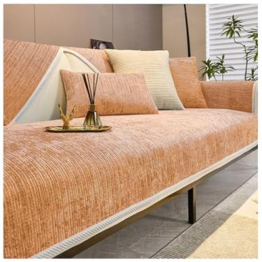 Imagem de SPXMQSS Capas de sofá para sofá seccional, capa antiderrapante para sofá, capa de sofá macia de chenille, capa de sofá espessa em forma de L, capa de sofá universal E 110 x 110 cm