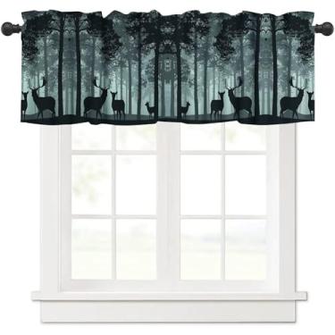 Imagem de SENQIAN Sanefa rústica para janela de veado, cabana florestal de fazenda, animais selvagens, cervos campestres, tratamento de janela para sala de estar, quarto, sala de jantar, 1 painel 137 x 45 cm