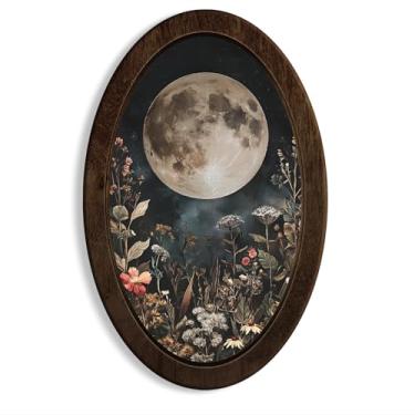 Imagem de Dilemat Decoração de parede oval floral vintage, arte de parede emoldurada Dark Academia, flores rústicas cottagecore botânicas, ovais, decorações de parede para decoração de quarto, sala de estar, 36