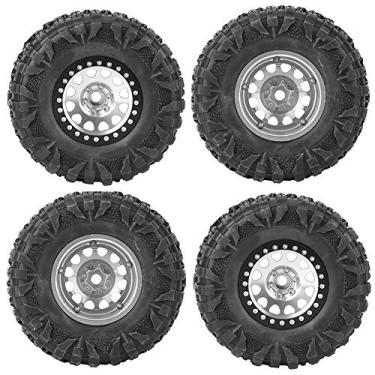 Imagem de SIWOTED 4pcs RC Crawler Pneu de borracha de metal acessório de cubo de roda adequado para carro RC 1/10 2,2 polegadas (Prata)