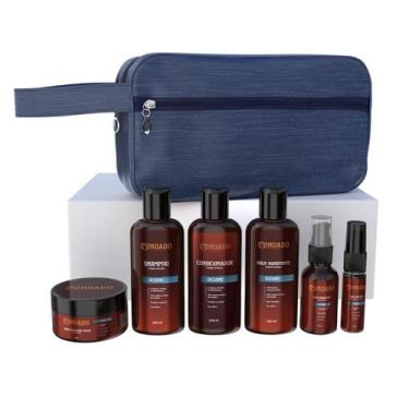 Imagem de Kit Floresta Masculino Shampoo Óleo Balm Necessaire Azul - Condado