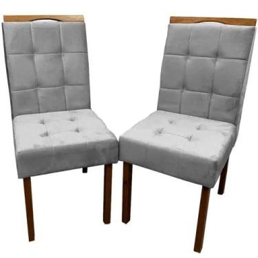 Imagem de Kit 2 Cadeiras Giulia em Linho Estofadas Boareto Cor Prata, Prata