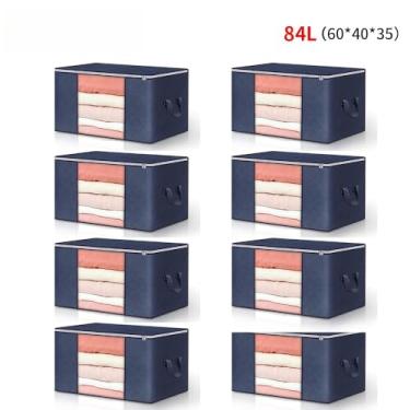 Imagem de Caixa Saco Organizador Grande Edredom Cobertor Casaco Guarda Roupa Ecológico Anti-Poeira Umidade (8PCS-84L-Azul)