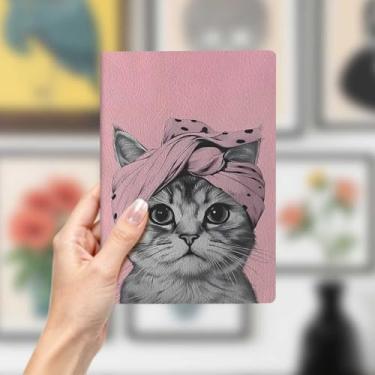 Imagem de Caderno de couro de gato, caderno A5 para anotações de escritório, agenda de 21 x 14,7 cm, agenda, diário de viagem, coisas de gato, presentes para amantes de gatos 41