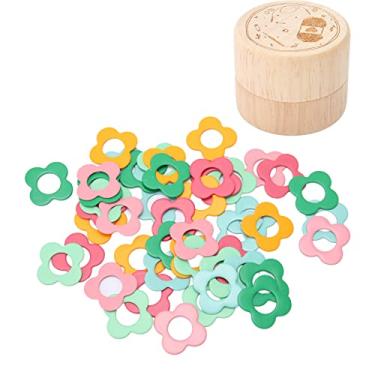 Imagem de Marcadores de ponto de tricô de flor colorido diy bonito anel de marcador de ponto de metal com caixa de madeira para jóias artesanato tricô acessórios de crochê