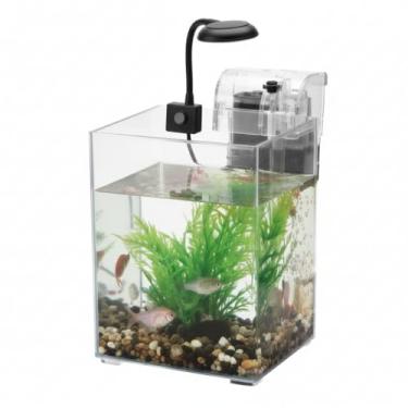 Imagem de Aquário de Mesa com Luminária LED, Bomba com Filtro, 20x20x20 cm, MDL-002
