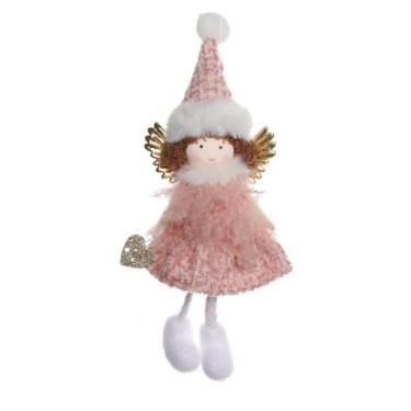Imagem de Generic Pingente de Anjo de Natal Artigos de Festa de Desenho Animado Bonito Pingente Pendurado Presente Infantil Feito à Mão (Rosa)