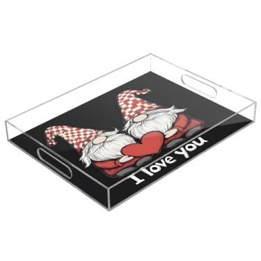 Imagem de STAYTOP Bandeja de servir de acrílico para o Dia dos Namorados, 15,7 x 11,20 cm, bandejas decorativas à prova de derramamento, organizador de bancada para café da manhã, chá, comida, maquiagem