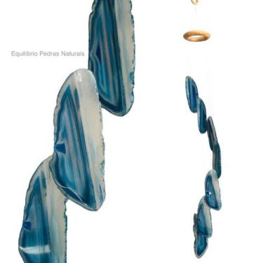 Imagem de Mensageiro Sino Dos Ventos Móbile Ágata Azul 7 Pedras 02 - Equilíbrio 