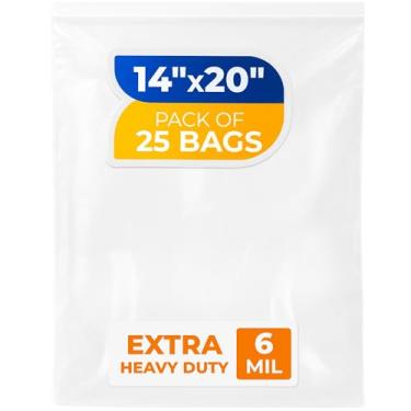 Imagem de Paclord Sacos grandes com fecho de zíper de 35,5 x 50,8 cm, 6 mil (pacote com 15) – Sacos plásticos reutilizáveis resistentes – transparentes, resseláveis, à prova d'água – para armazenar e organizar