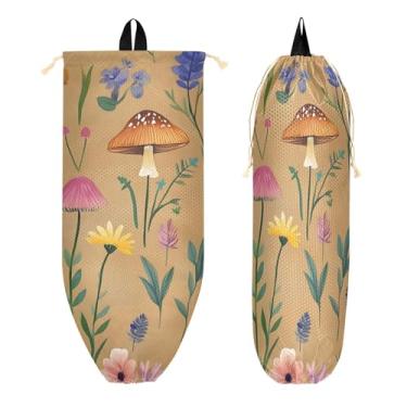 Imagem de xigua Suporte de parede para saco de plástico de flores silvestres com cordão, 1 pacote, organizador de sacolas de supermercado reutilizável para bolsas, meias, roupas íntimas e gravatas