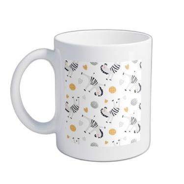 Imagem de Caneca Xícara Café Porcelana 300ml Com Design De Zebras Engraçadas E Planetas