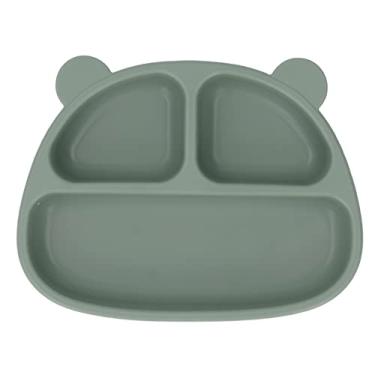 Imagem de Cuyuna placa de silicone macio para crianças pequenas, sala de jantar em casa, desenho animado fofo em forma de urso, placa de sucção de bebê para lanches, frutas (Prato Único)