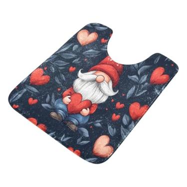 Imagem de Burbuja Tapete de banheiro Valentine Gnomos, tapete de banho absorvente de pelúcia macio, base antiderrapante para piso de banheiro, oval em forma de U