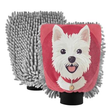 Imagem de STAYTOP Luvas brancas fofas de lavagem de carro para cães, 2 peças, luvas de microfibra de chenille, sem arranhões, panos de esponja de lavagem ultra absorventes para carros, limpeza doméstica - G