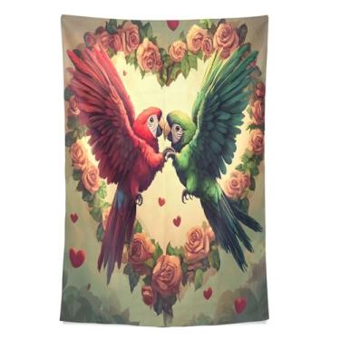 Imagem de STAYTOP Tapeçaria de parede de papagaio para decoração de casa, decoração de dormitório, sala de estar, quarto, tapete de parede (60 × 40 pol)