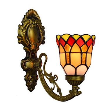 Imagem de Arandela de parede vintage estilo Tiffany, com vitrais típicos de paisagens americanas, ideal para quarto, sala de estar, corredor e varanda, soquete E27.