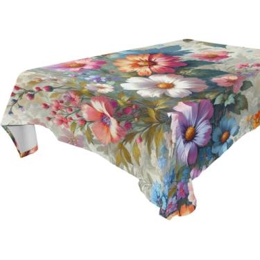 Imagem de Burbuja Toalha de mesa de flores de primavera, toalha de mesa quadrada anti-rugas grossa para decoração de jantar, cozinha, festa, 152 x 152 cm