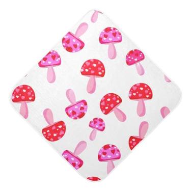 Imagem de Burbuja Toalha de banho de bebê com cogumelos vermelhos rosa - Toalha com capuz de musselina macia e absorvente para recém-nascidos, 89 x 89 cm