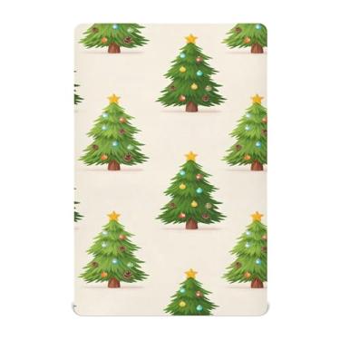 Imagem de Burbuja Lençol de berço de árvore de Natal para meninos e meninas, lençol com elástico 71 x 132 cm para colchões de berço padrão e infantil, macio e respirável