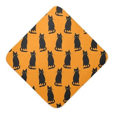 Imagem de Burbuja Black Cats Toalha de Banho para Bebês - Toalha com Capuz de Algodão Musselina Absorvente Macia para Recém-nascidos e Bebês, 76 x 76 cm