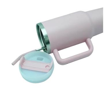 Imagem de Térmico Copo Inox Alça Flip Straw com canudo de Metal 1200ml(Rosa bebe)