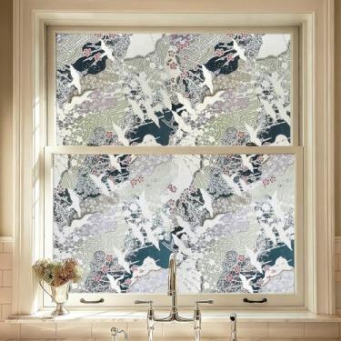 Imagem de ADD.HERES Película de privacidade para janela, fixação estática decorativa de vidro fosco, cobertura de vinil removível com bloqueio solar, película de janela para casa, cozinha, sala de estar