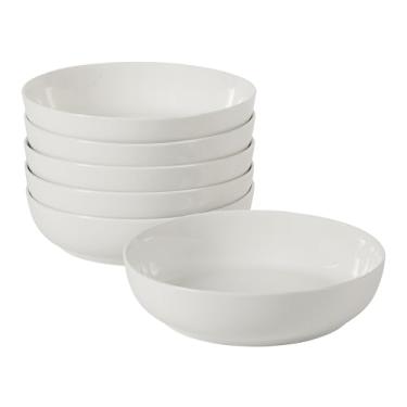 Imagem de Gibson Home Zen Buffet 6 peças tigelas grandes de 1,162 g tigela de porcelana cerâmica resistente a lascas e salada rasa resistente a arranhões, tigelas de servir, tigelas de sopa, lava-louças e