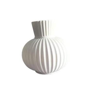 Imagem de Baoblaze Vaso minimalista nórdico decorativo para arranjos florais, ideal para mesa, quarto, escritório, rack de TV e decoração de casa, White S