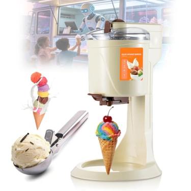 Imagem de MáQuina De Fazer Sorvete Para Uso DoméStico, MáQuina De Sorvete Cremoso Com Colher, Grande Capacidade De 1 Litro, RemovíVel E LaváVel, OperaçãO Com Um úNico Toque Para Uso Em Casa