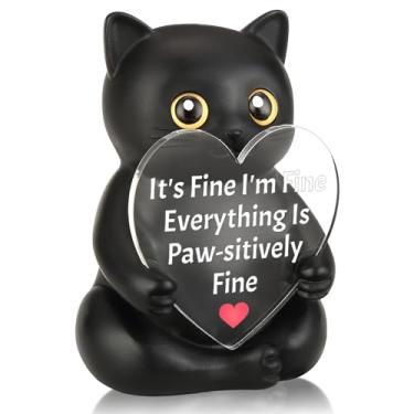 Imagem de FTONENI Decoração de mesa engraçada de incentivo de gato preto, presente de escritório positivo para colega de trabalho, professor, enfermeira, estatueta de mesa de motivação para apreciação da equipe