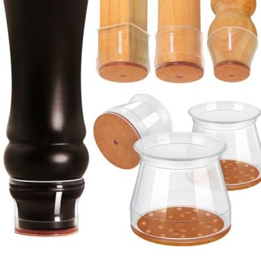 Imagem de 24 peças de protetores de piso de perna de cadeira de silicone, almofadas antiderrapantes transparentes para móveis com fundo de feltro para pisos de madeira, tampas redondas para arranhar e reduzir o