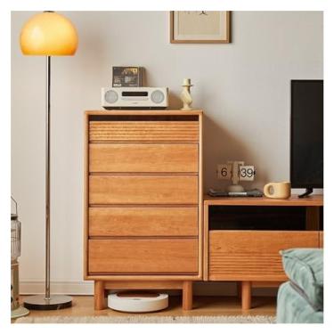 Imagem de Cômodas Quarto de madeira maciça cinco gavetas cômoda alta sala estar simples armazenamento aparador pequeno armário doméstico