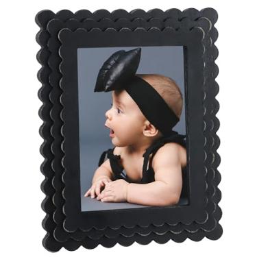 Imagem de Gurfuy Porta-retrato 12 x 17 cm, sem tapete, moldura de madeira para exibição de mesa, formatos horizontais e verticais para decoração de hotel doméstico (não pode ser usado na parede), preto