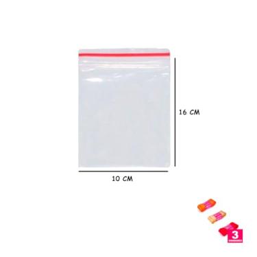 Imagem de Kit Saco Zip 10x16 cm com 100 Unidades e Fita Cetim 38mm x 10 Metros