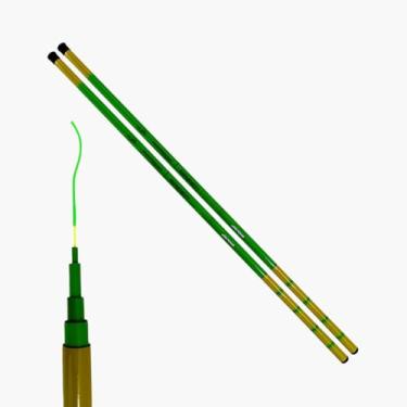 Imagem de Kit JP Traíra Bamboo Verde com 2 Varas de Pesca, 3,60m e 2,70m, Telescópicas com Anéis de Aço, Verde e Amarelo