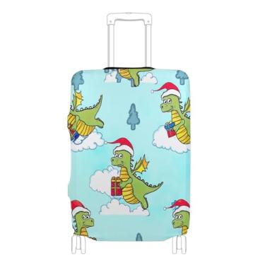 Imagem de Joisal Capas de mala para protetores de bagagem, gráfico de bagagem, viagem, viagem, manga de mala de viagem, desenho fofo, dragões céu azul, P, serve para capa de 45 a 50 cm, Céu azul de dragões de