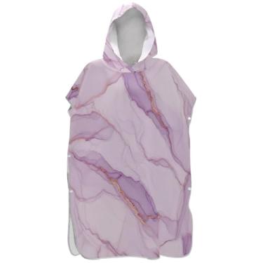 Imagem de Joisal Texturas abstratas roxo pastel surf poncho trocador para Adul absorvente homens mulheres poncho com capuz toalha de banho com capuz praia