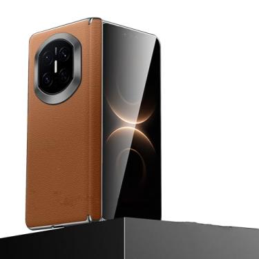 Imagem de POYUFRG Capa magnética para Huawei Mate X7, capa fina e leve de couro genuíno para negócios com capa de proteção de dobradiça para câmera, marrom, Mate X7