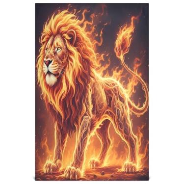 Imagem de Joisal Toalhas de chá fofas leão feroz fogo ardente toalhas de prato douradas para decoração de cozinha panos macios absorventes 45 x 71 cm, 6 pacotes