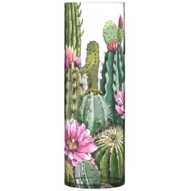 Imagem de Vaso de flores cilíndrico decorativo suculentas cactos flores bonito vaso alto plástico impressão personalizada decoração de casa sala de estar, 30 cm x 9,9 cm