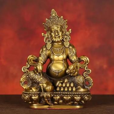 Imagem de FENNYYAR Ornamentos de cobre Deus da Riqueza Escultura de Buda, 16 cm 16 cm, Estátua de Bronze para Atrair Riqueza para Escritório Doméstico