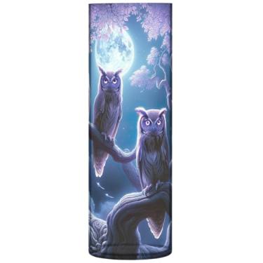 Imagem de Vasos cilíndricos florestais de corujas de lavanda decoração de casa vasos e vasos de plástico personalizados decoração moderna floral exclusiva, 30 cm x 9,9 cm