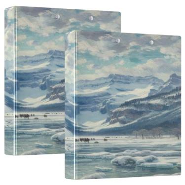 Imagem de Pastas de receitas brancas Snowy Mountain, pacote com 1, PVC, comporta 200 folhas, fichário grande