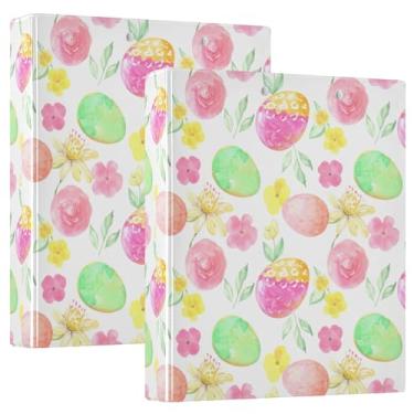 Imagem de Ovos de Páscoa de flores personalizadas, 3 fichários de 3 anéis, comporta 200 folhas, pastas, lindos anéis redondos, fichário de receitas, 31,5 x 27 x 6 cm, pacote com 2