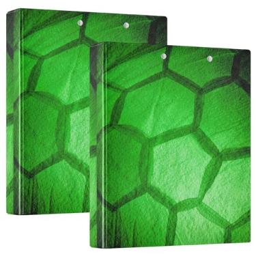 Imagem de Fichários vintage de futebol verde 3,8 cm com 3 anéis para guardar 200 folhas, pastas de portfólio com estampa fofa, anel redondo, 31,5 x 27 x 6 cm, pacote com 2
