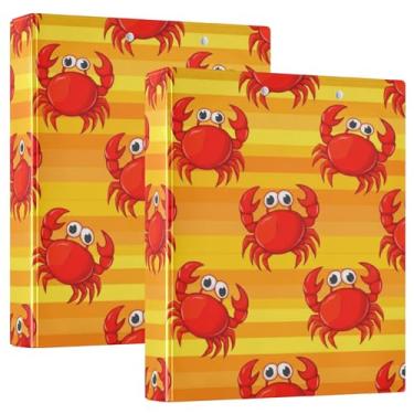 Imagem de Fichários de 3 anéis de caranguejos vermelhos fofos personalizados, 200 folhas, portfólio, fofo, redondo, fichário, 31,5 x 27 x 6 cm, pacote com 2