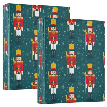 Imagem de Quebra-nozes de Natal, azul marinho, 3 polegadas, 3 argolas, 200 folhas, pastas fofas para cadernos, fichário planejador, 31,5 x 27 x 6 cm, pacote com 2