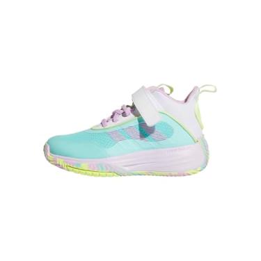 Imagem de adidas Tênis de basquete unissex Child Own The Game 3.0, Flash Aqua/Bliss Lilás/Branco, 10.5 Little Kid